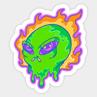 Alien Head Burn Psychedelic Sticker